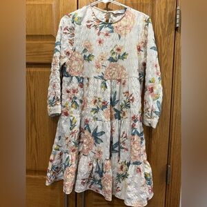 NWT ZARA Multi Color Floral Print Textured THE SHARON Tiered Baby Doll‎ Dress sm